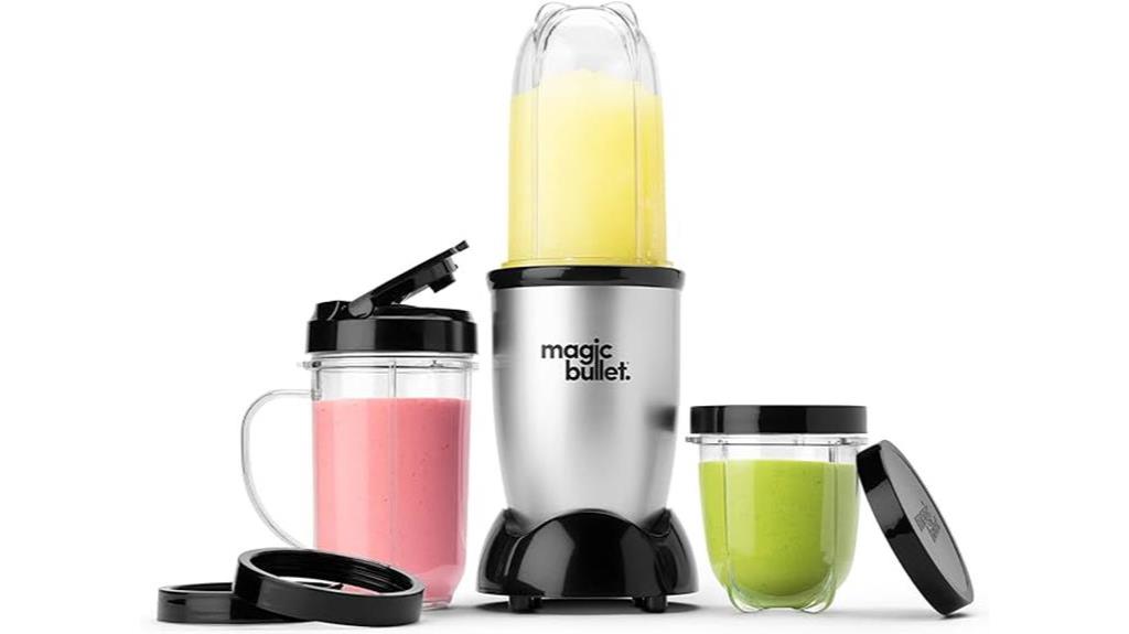 compact silver blender set