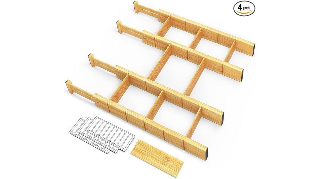 bamboo drawer dividers labels