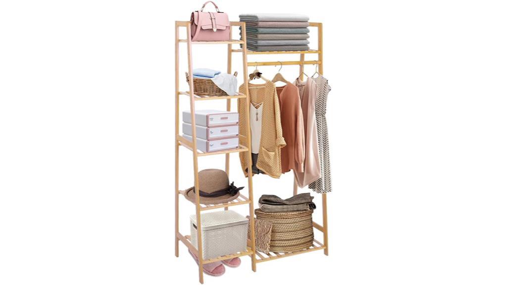 bamboo garment rack shelves