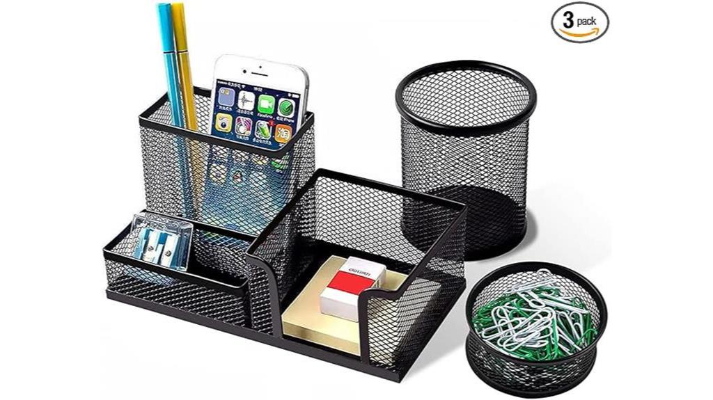 black mesh desk organizer