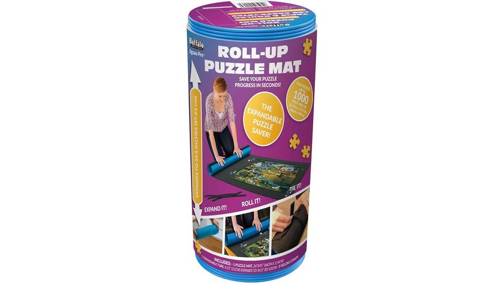 blue roll up puzzle mat