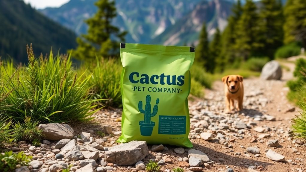 cactus themed pet food packaging