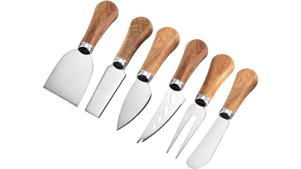 cheese knives wooden handle