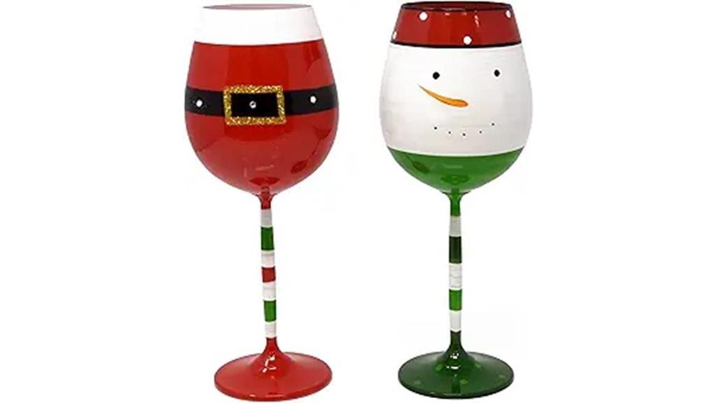 christmas wine glasses set