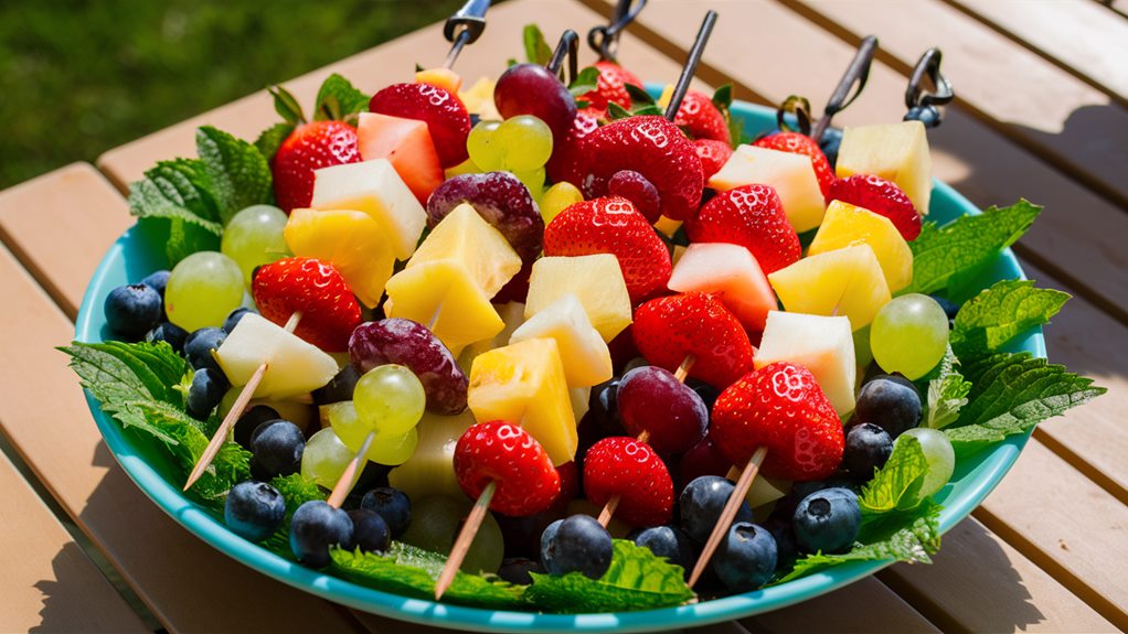 colorful fresh fruit skewers