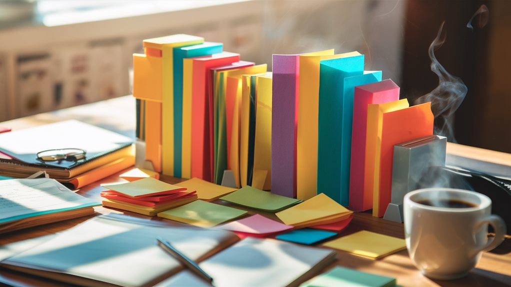 colorful sticky notes organized