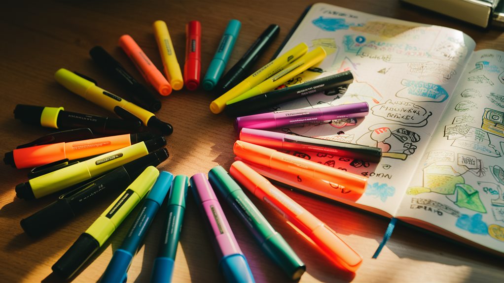 colorful writing utensils collection