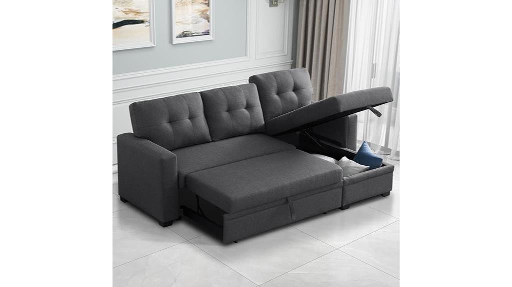 convertible l shaped couch bed