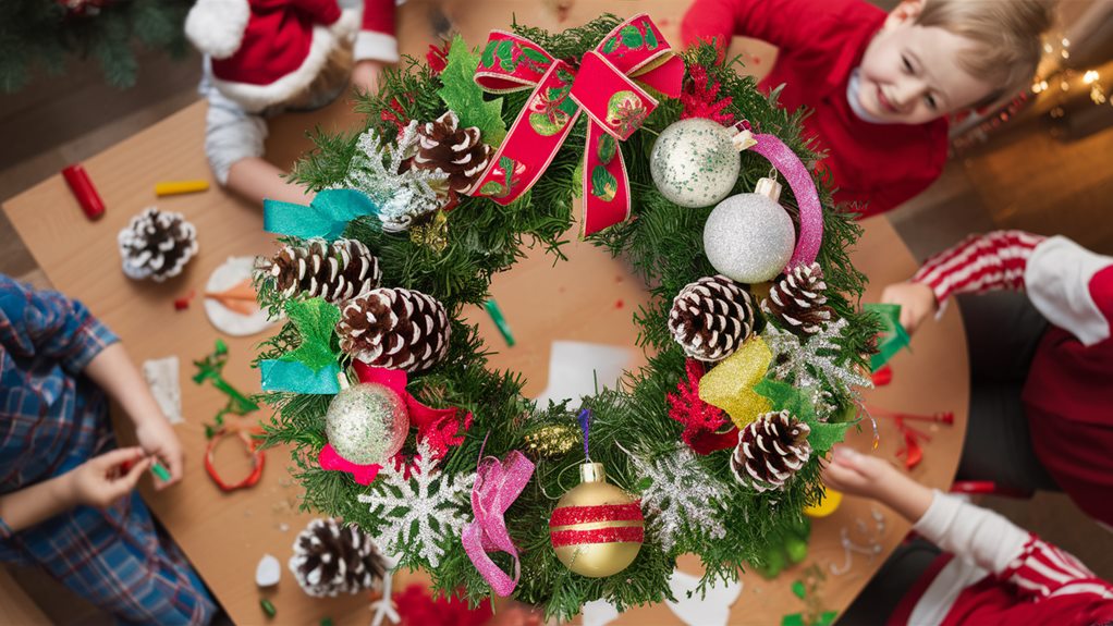 crafting festive wreaths together