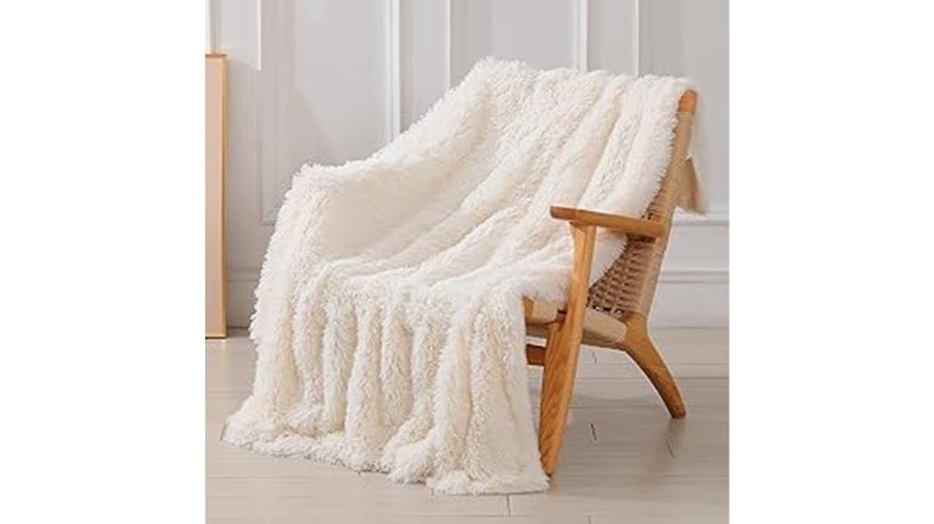 cream white faux fur blanket