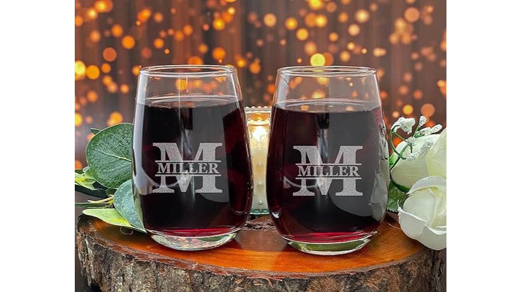 custom monogram wine glasses