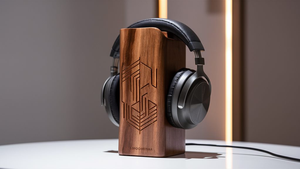 customized wooden headphone stands