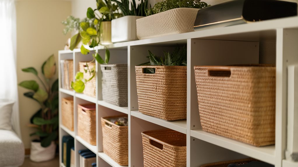 declutter with baskets