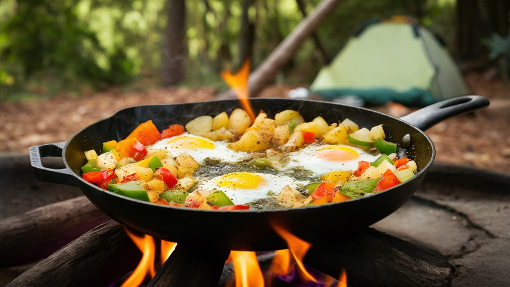 engaging in outdoor cooking