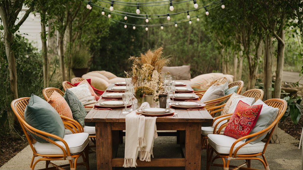 enjoying a meal outdoors