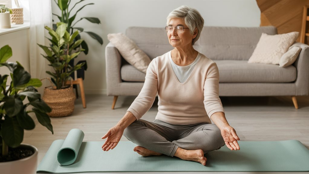 exercise on yoga mat