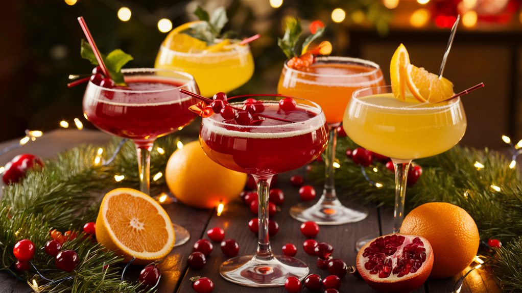 festive cocktails with fresh fruits