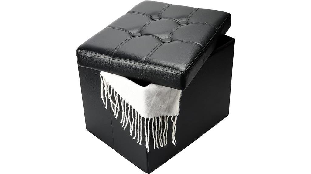 foam padded black storage ottoman