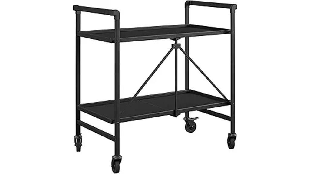 folding serving cart wheels