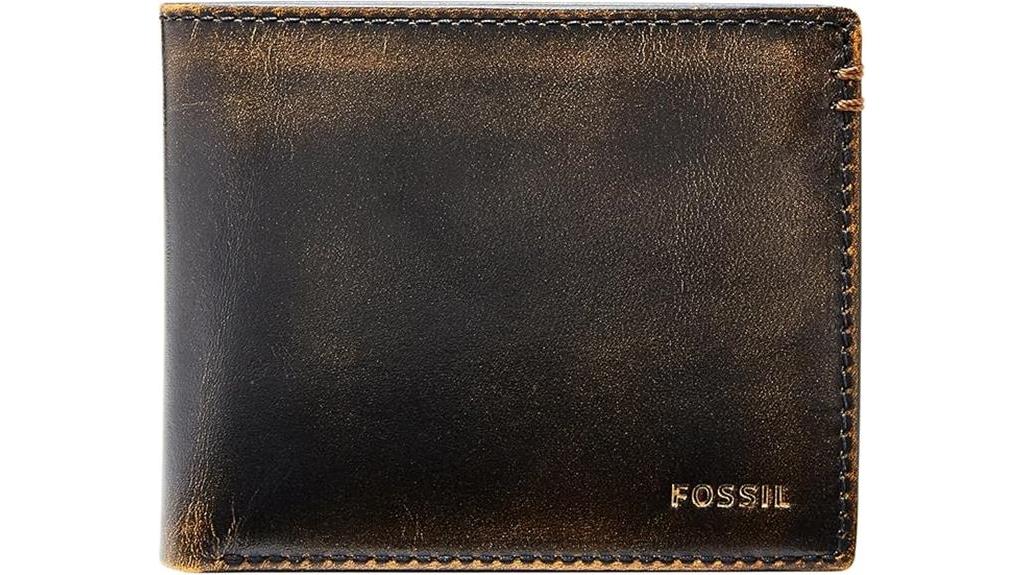 fossil leather bifold wallet