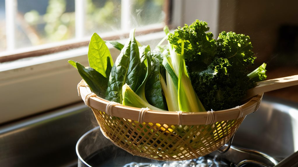 freshly picked vegetables cooking