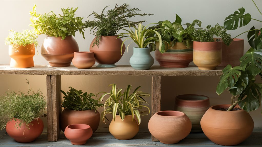 gardening with earthenware pots