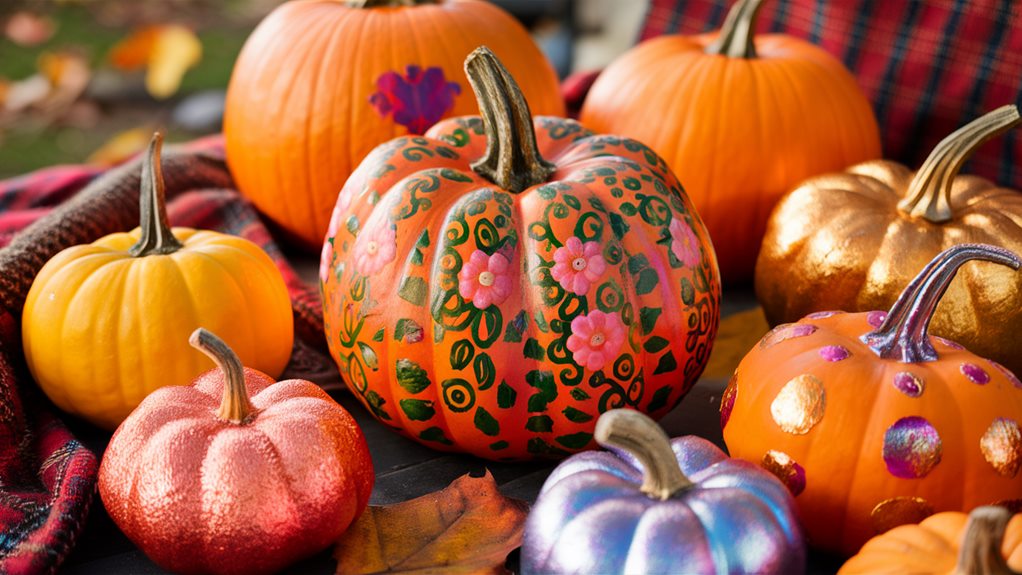 halloween themed painted pumpkins