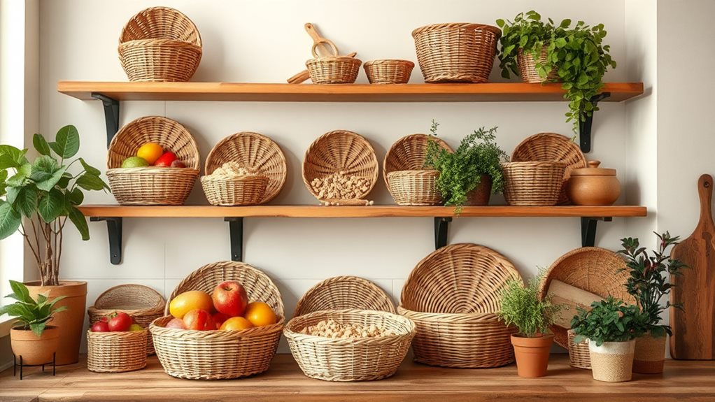 handcrafted baskets from fibers