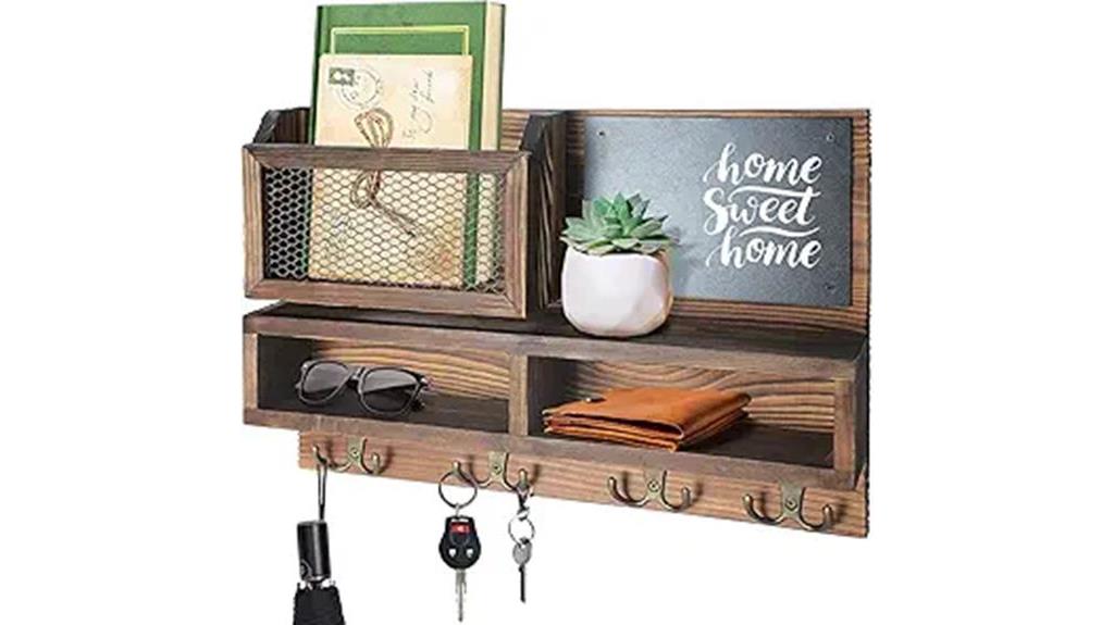 hooks and chalkboard organizer