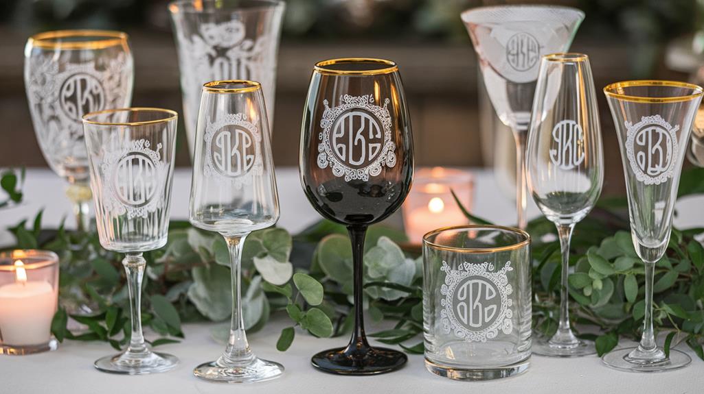 monogrammed wine glass selection