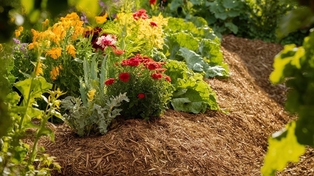 mulch placement for gardens