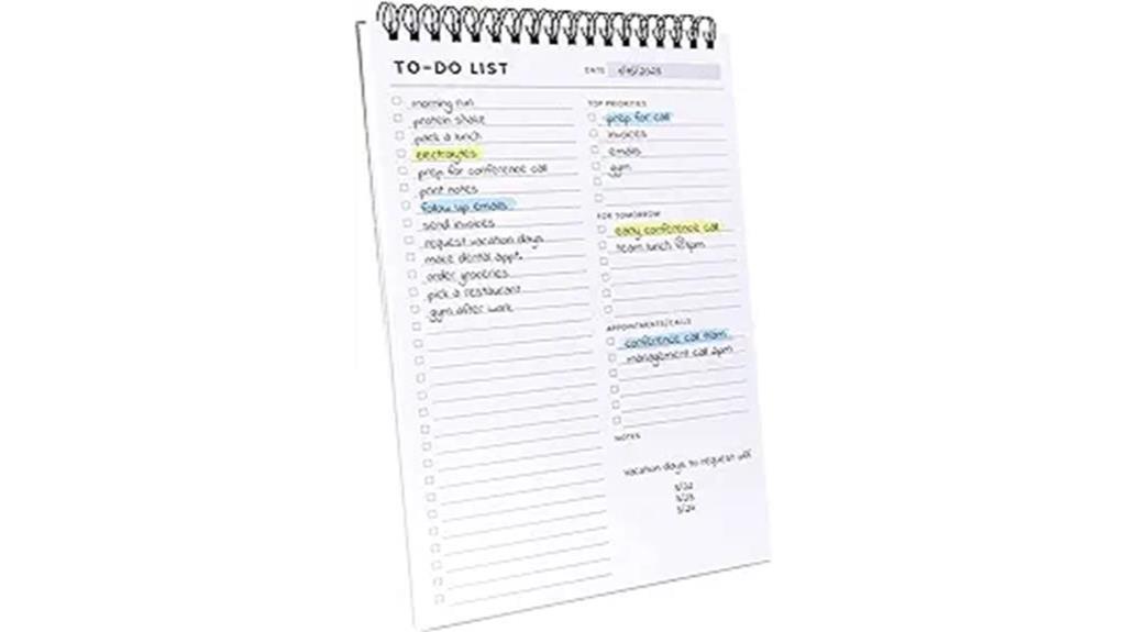 multi section spiral planner notebook