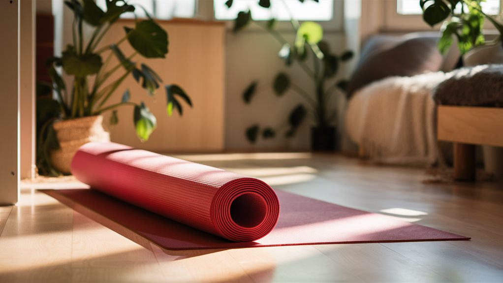 namaste on yoga mat