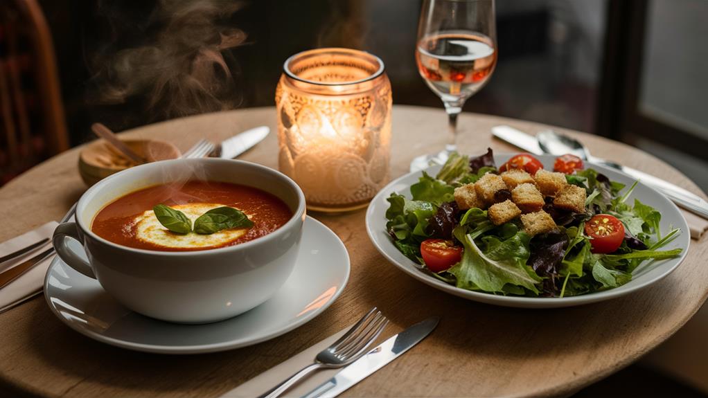 nourishing soup and salad