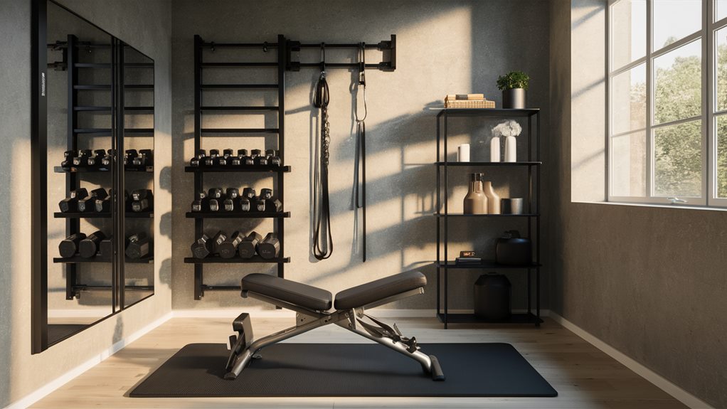 organize home workout equipment