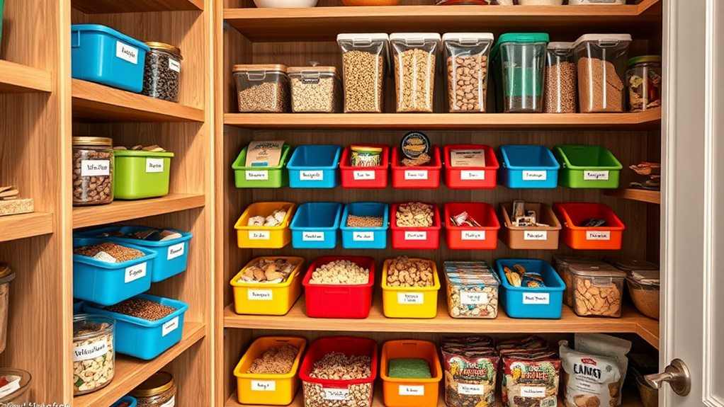 organize with labeled bins