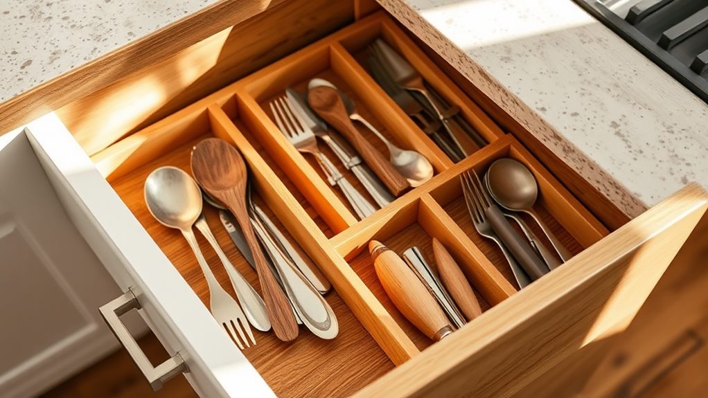 organize with wooden dividers