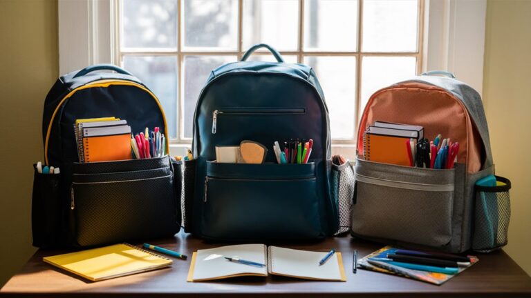 organized school supplies backpacks