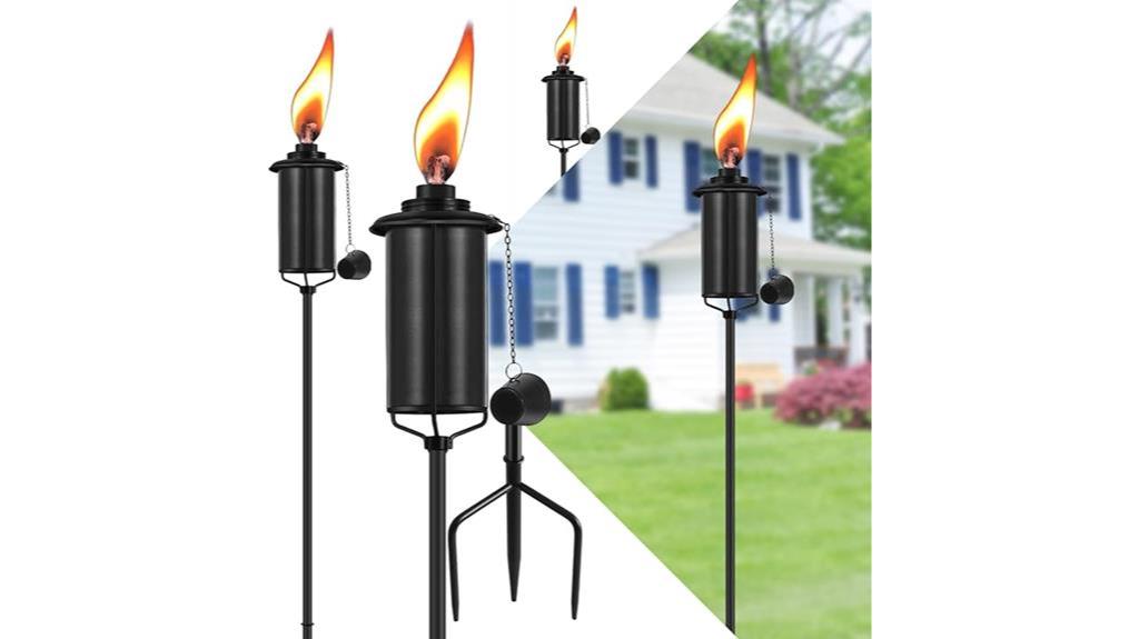 outdoor metal torch set