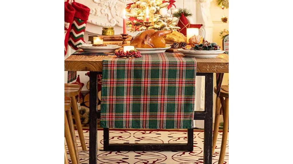 plaid christmas table runner