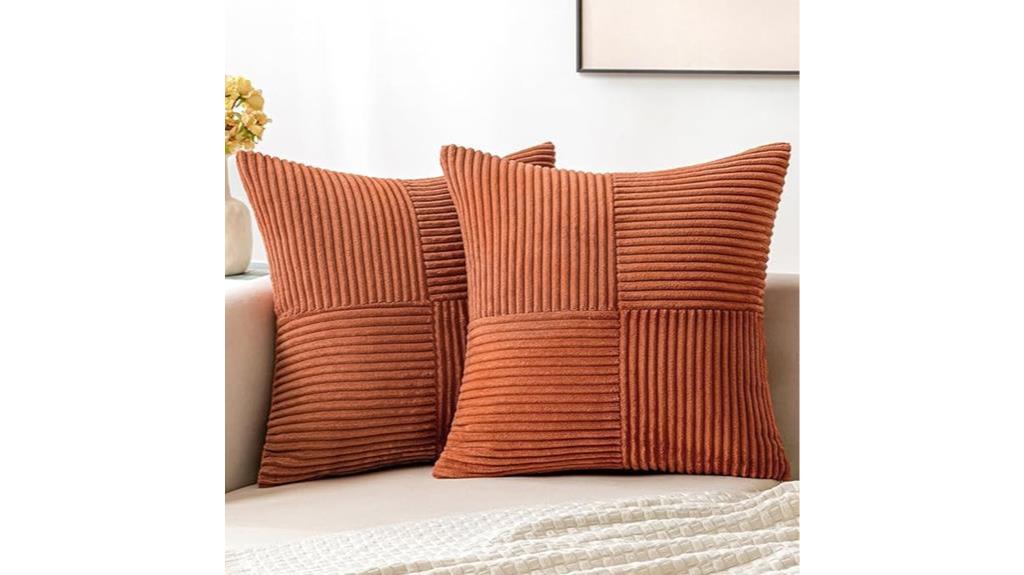 rust corduroy pillow covers