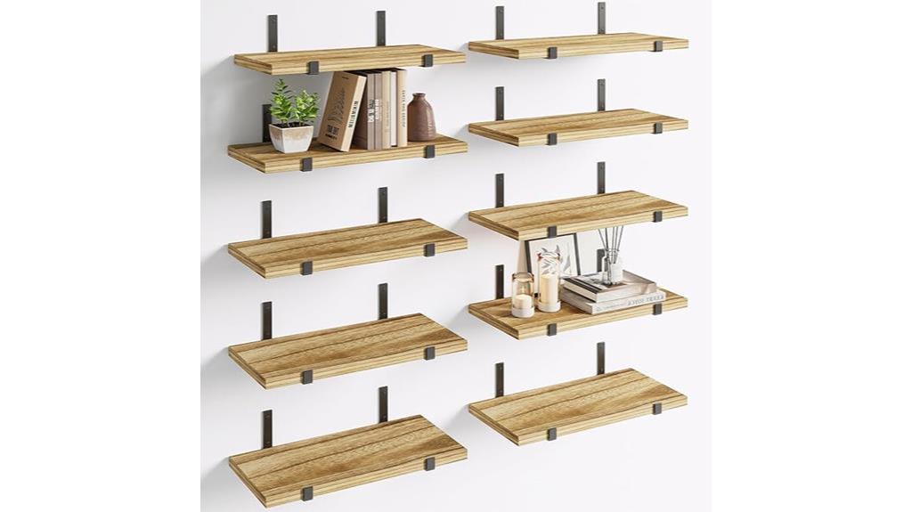 rustic wood floating shelves