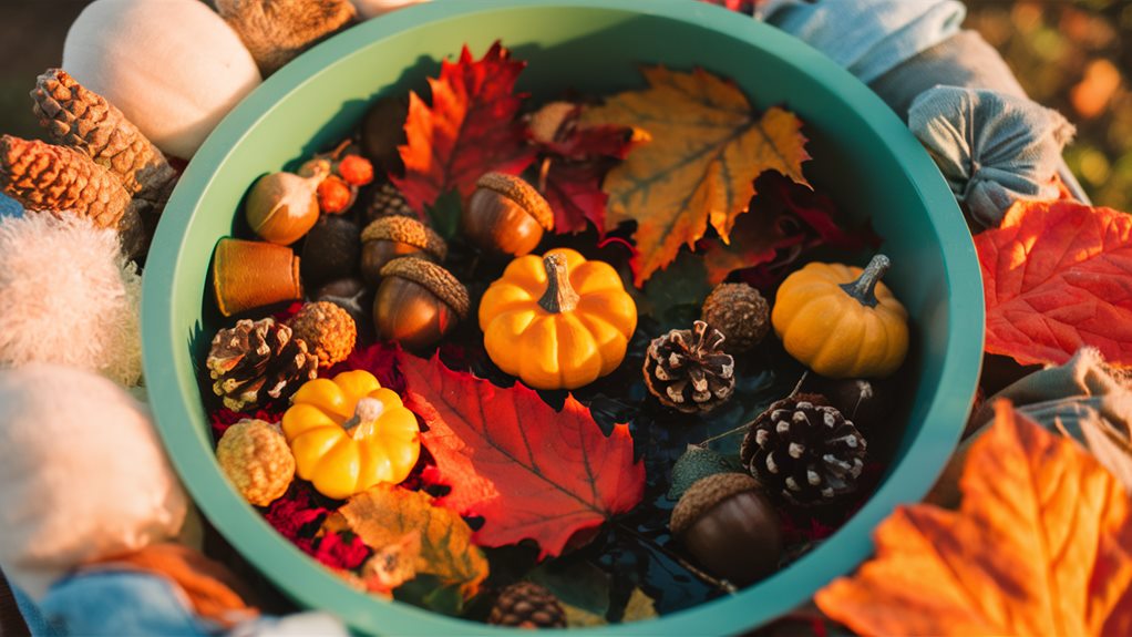 sensory play with fall themed bins