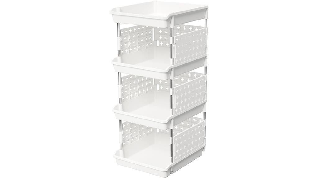 stackable plastic storage baskets