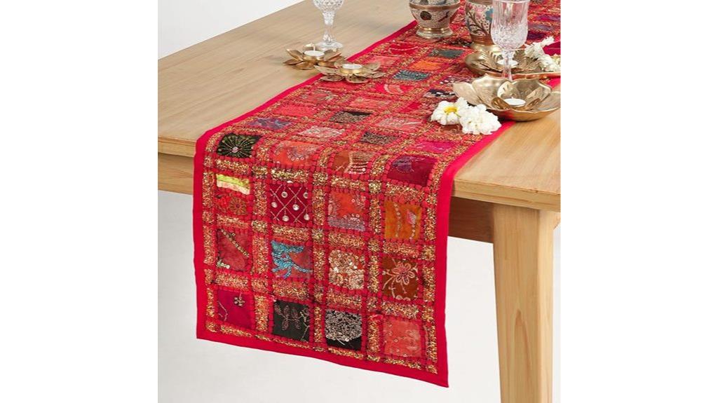 vibrant hand embroidered table runner