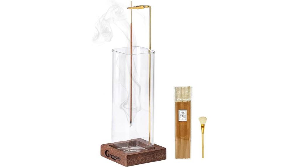 wooden incense holder glass