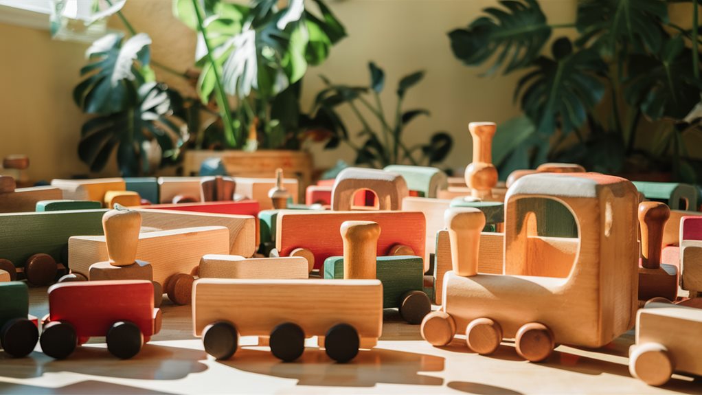 wooden train toy set